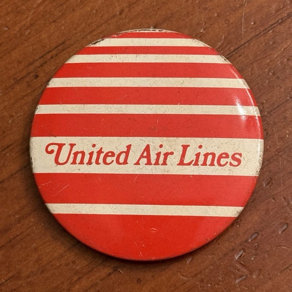 Other - United Airlines Red White Stripes Vintage Pinback Button Pin Round Circle